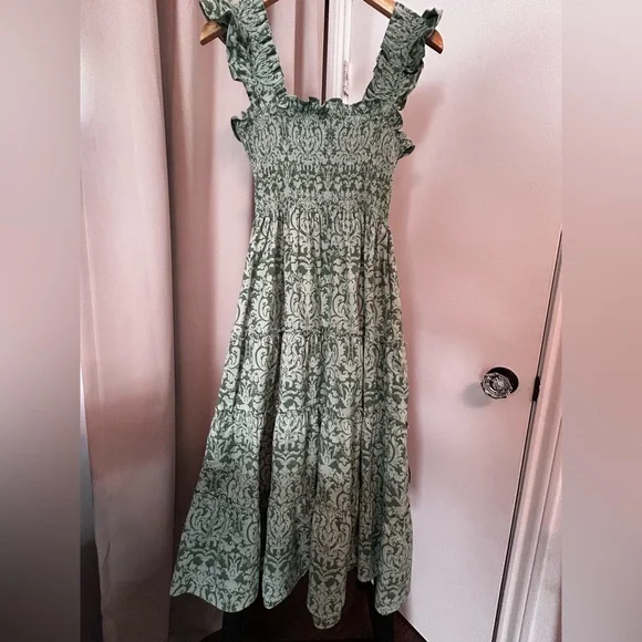 Hill House Ellie Nap Dress in Green Jacquard - Picture 4 of 4